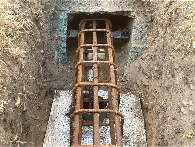 Residential piled underpinning supporting a house extension affected by subsidence and poor ground conditions in Doncaster